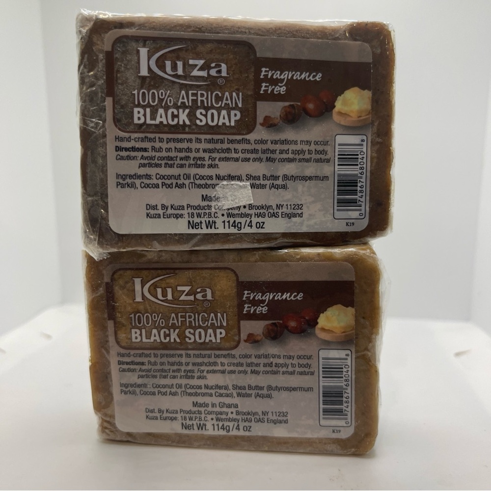 African black soap 2X Kuza African Black Soap Shea Butter 100% Hand-Crafted